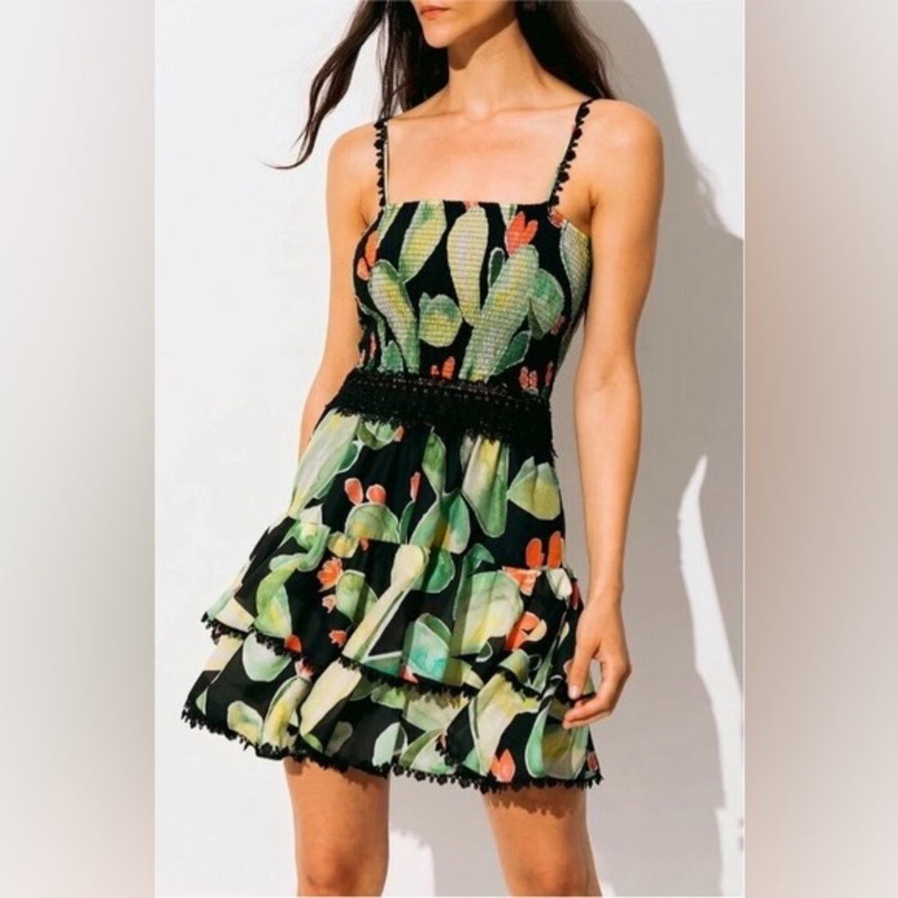 Charo Ruiz Ibiza Alicante dress in black print cactus Size S